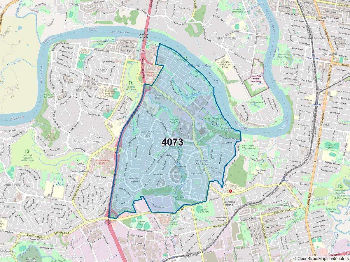 Map of postcode 4073 — Sinnamon Park, QLD, Australia