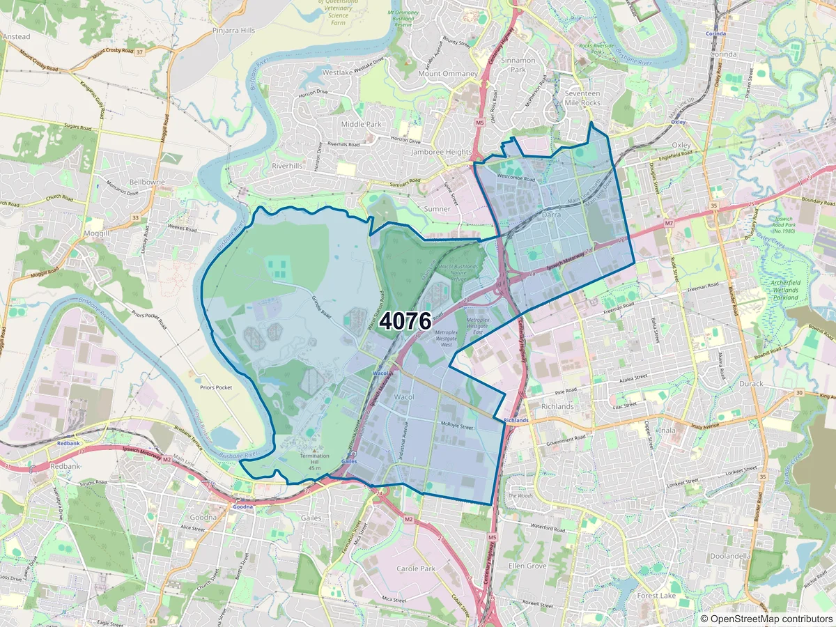 Map of postcode 4076 — Darra, QLD, Australia