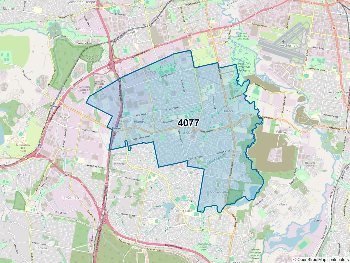 Map of postcode 4077 — Inala, QLD, Australia