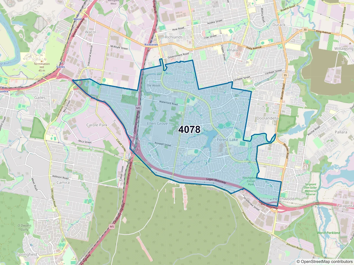 Map of postcode 4078 — Forest Lake, QLD, Australia