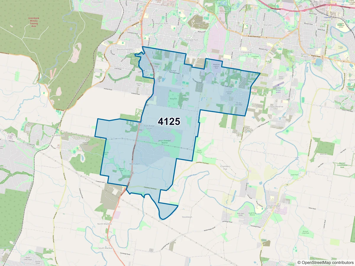 Map of postcode 4125 — Park Ridge, QLD, Australia