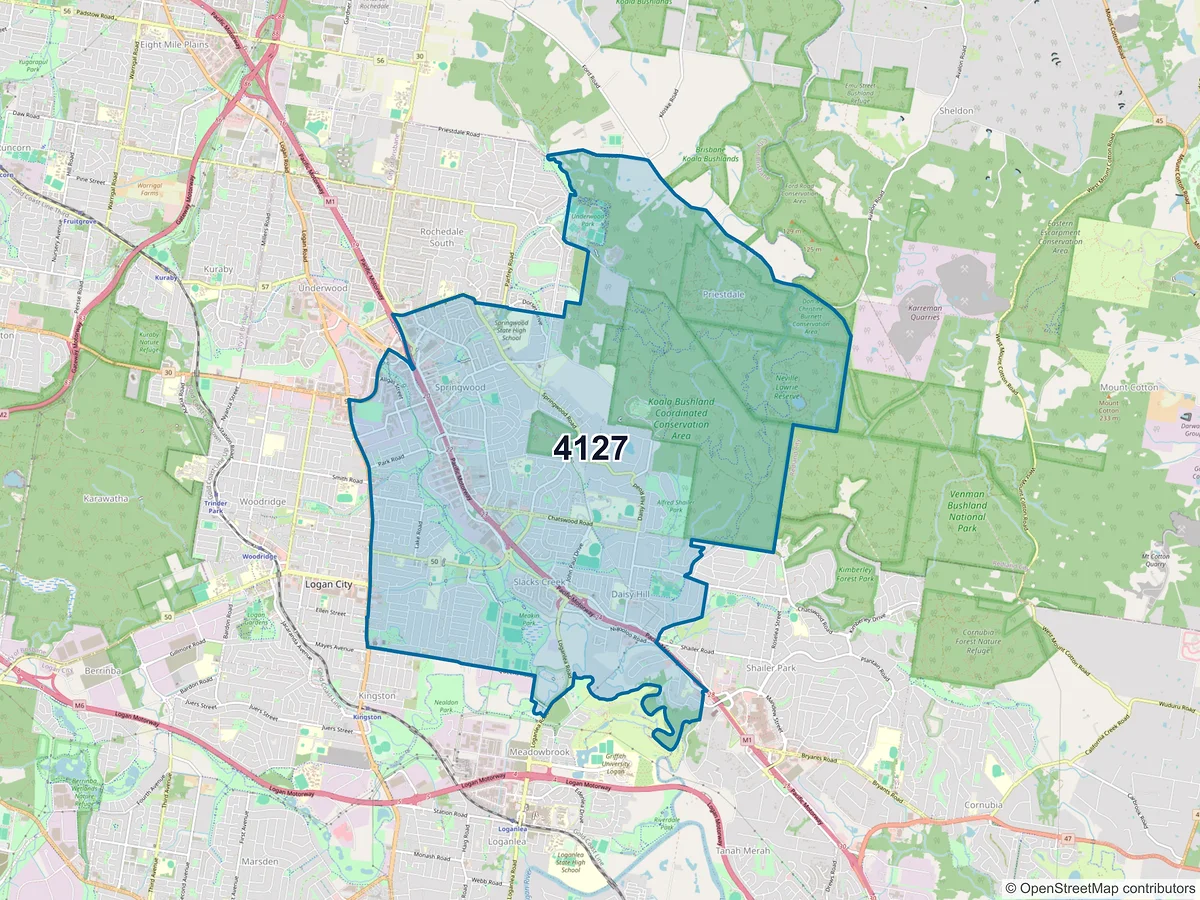Map of postcode 4127 — Slacks Creek, QLD, Australia