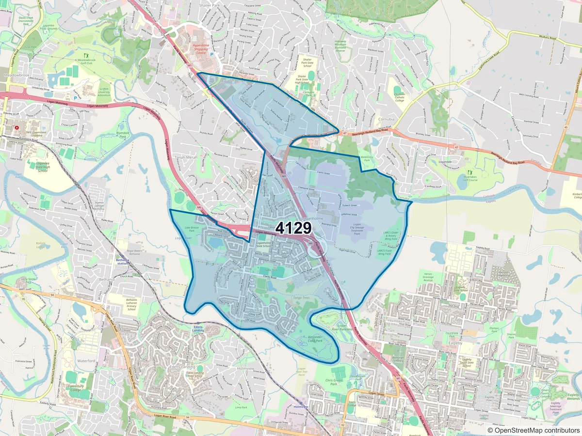 Map of postcode 4129 — Loganholme, QLD, Australia