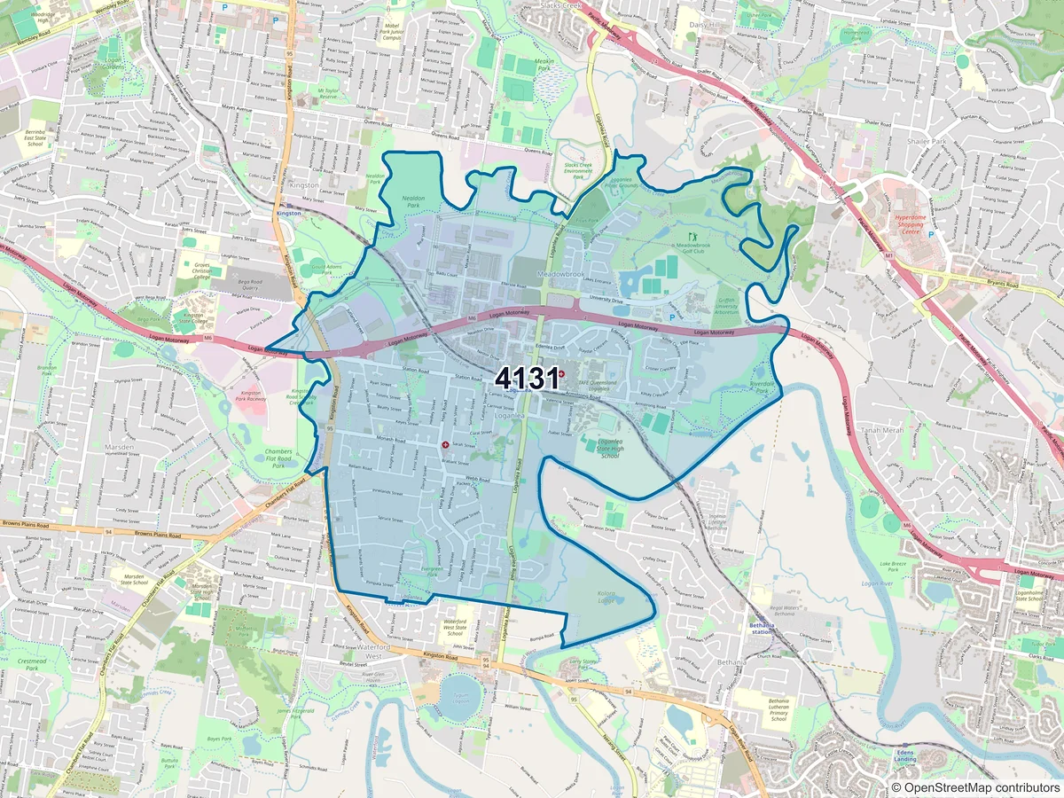 Map of postcode 4131 — Loganlea, QLD, Australia
