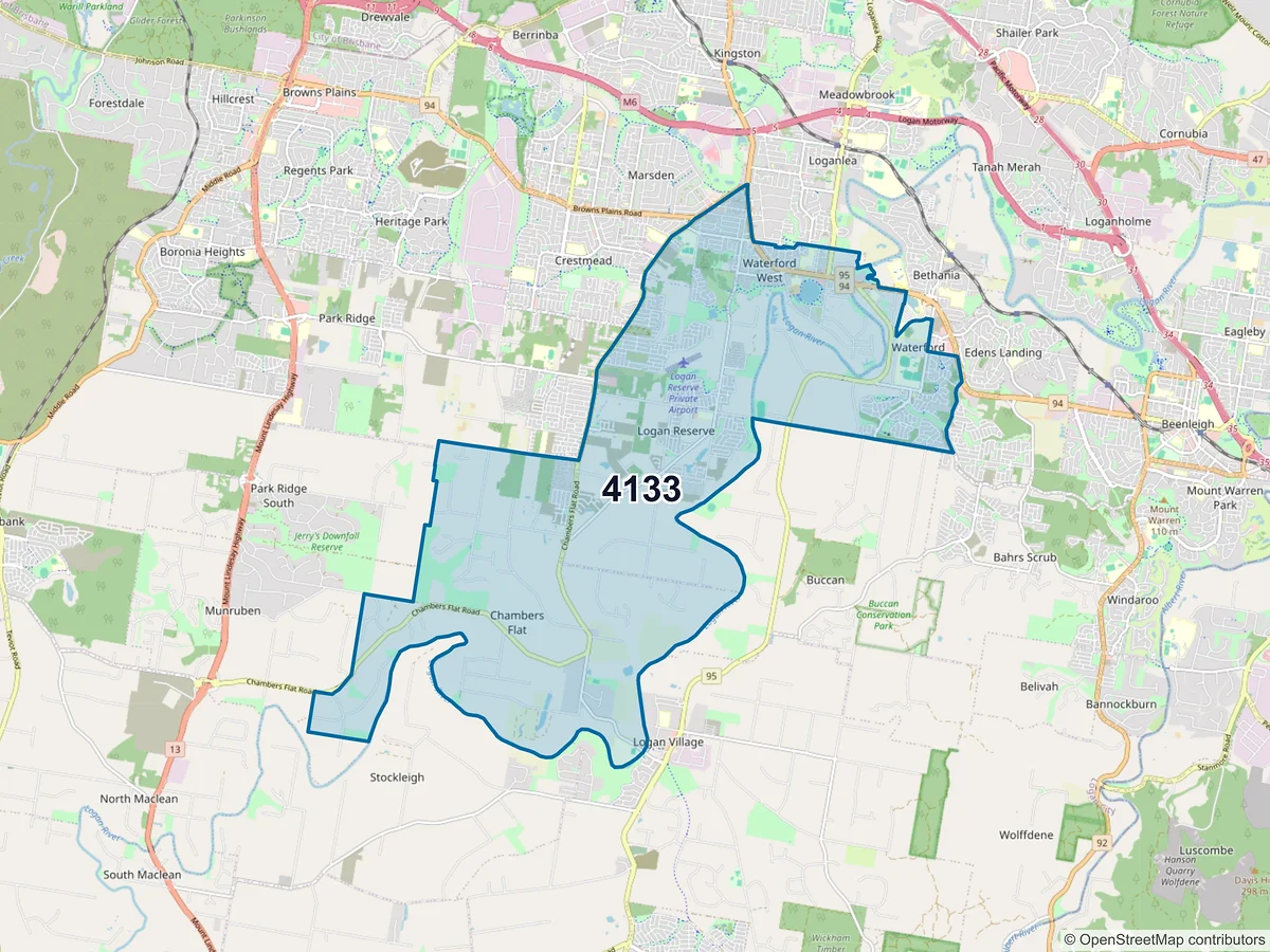 Map of postcode 4133 — Logan Reserve, QLD, Australia