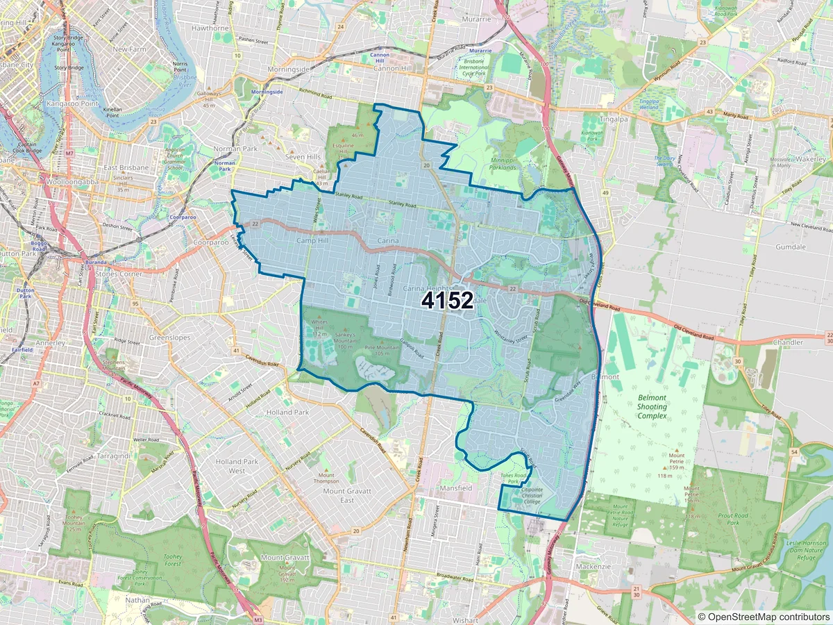 Map of postcode 4152 — Carindale, QLD, Australia