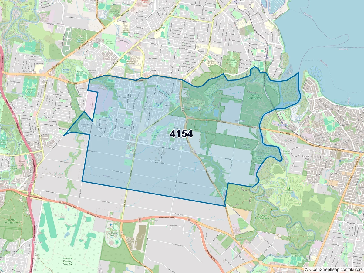 Map of postcode 4154 — Wakerley, QLD, Australia