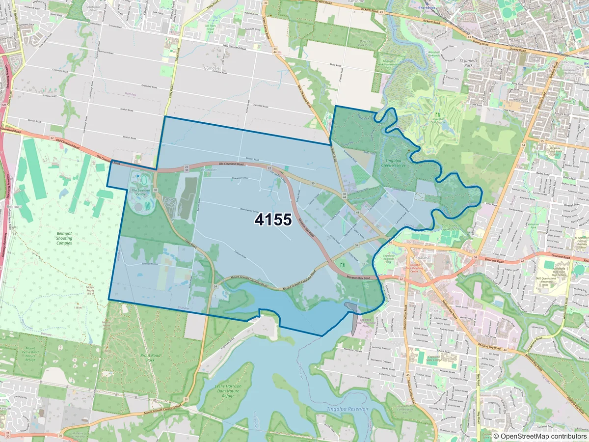 Map of postcode 4155 — Chandler, QLD, Australia