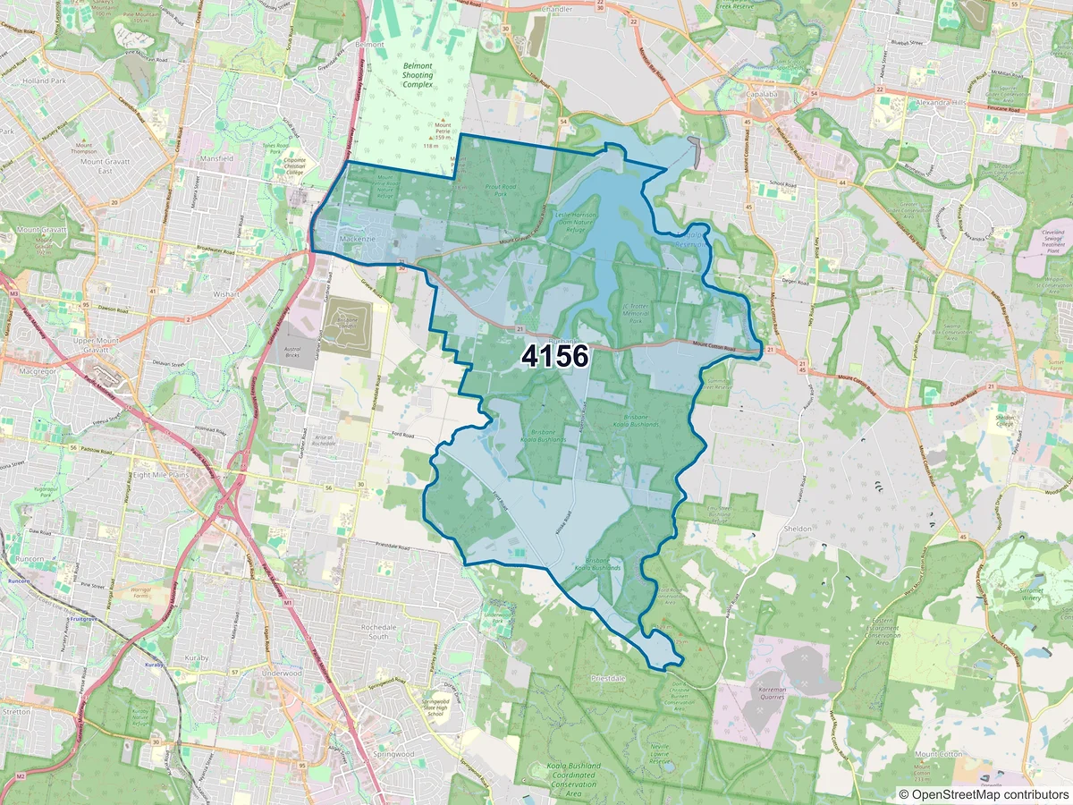 Map of postcode 4156 — Mackenzie, QLD, Australia