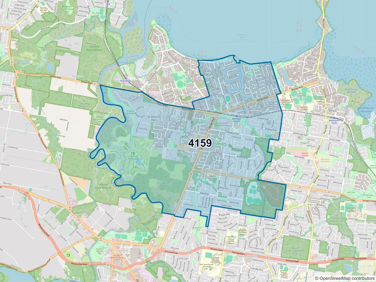 Map of postcode 4159 — Birkdale, QLD, Australia