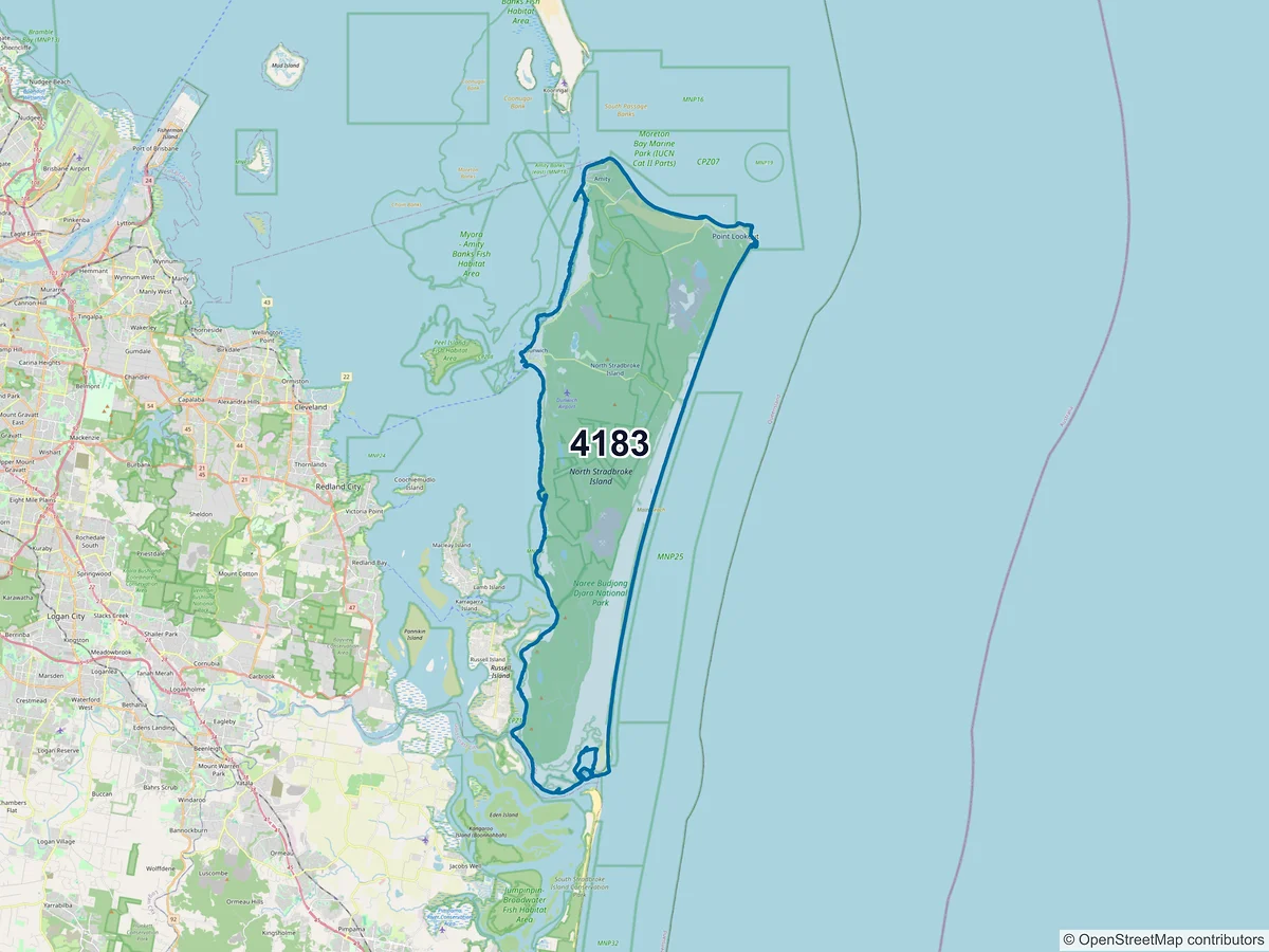 Map of postcode 4183 — Point Lookout, QLD, Australia