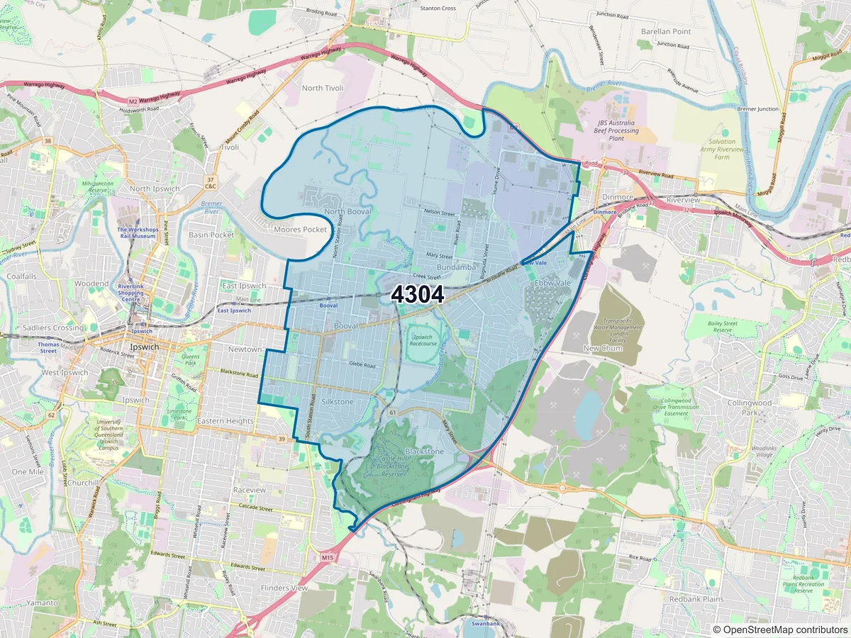 Map of postcode 4304 — Bundamba, QLD, Australia