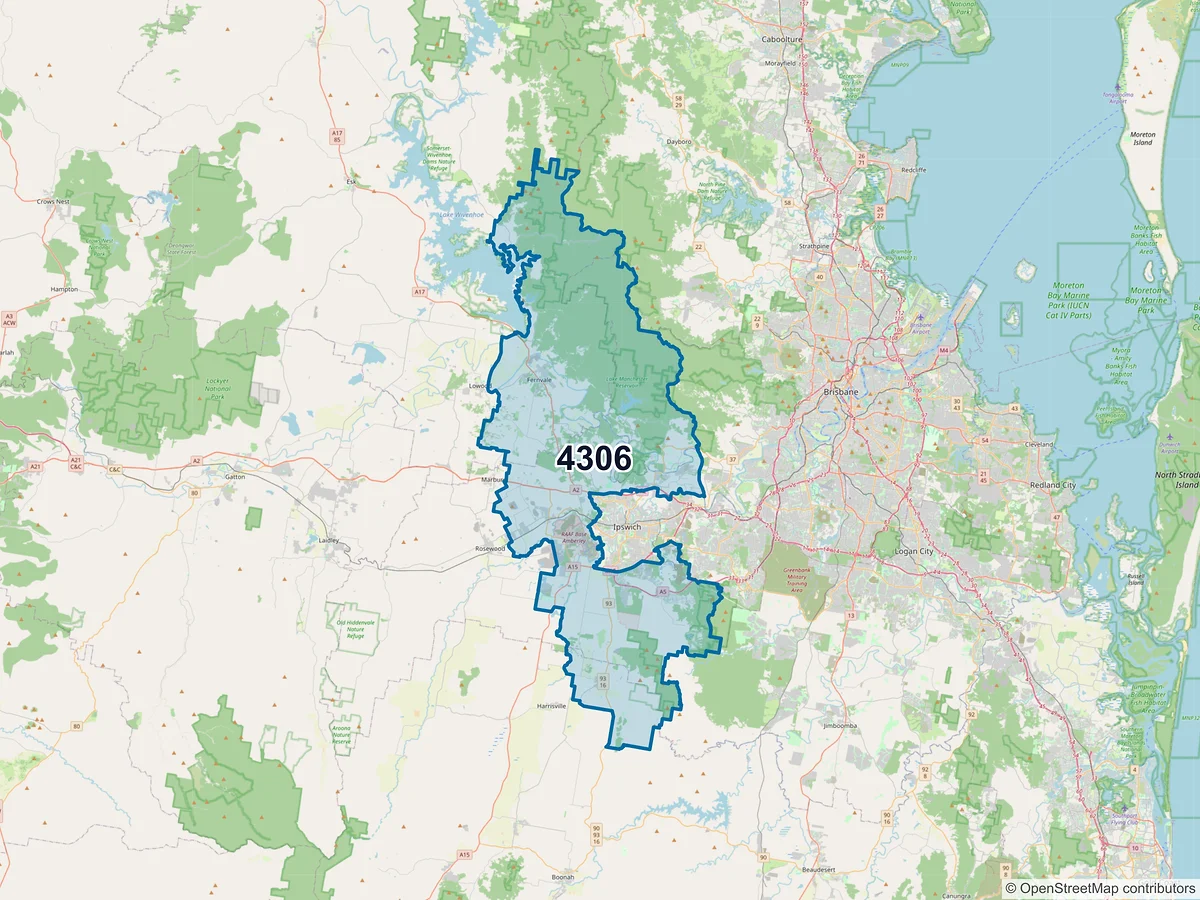 Map of postcode 4306 — Ripley, QLD, Australia