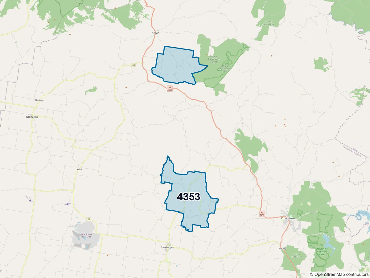 Map of postcode 4353 — Haden, QLD, Australia