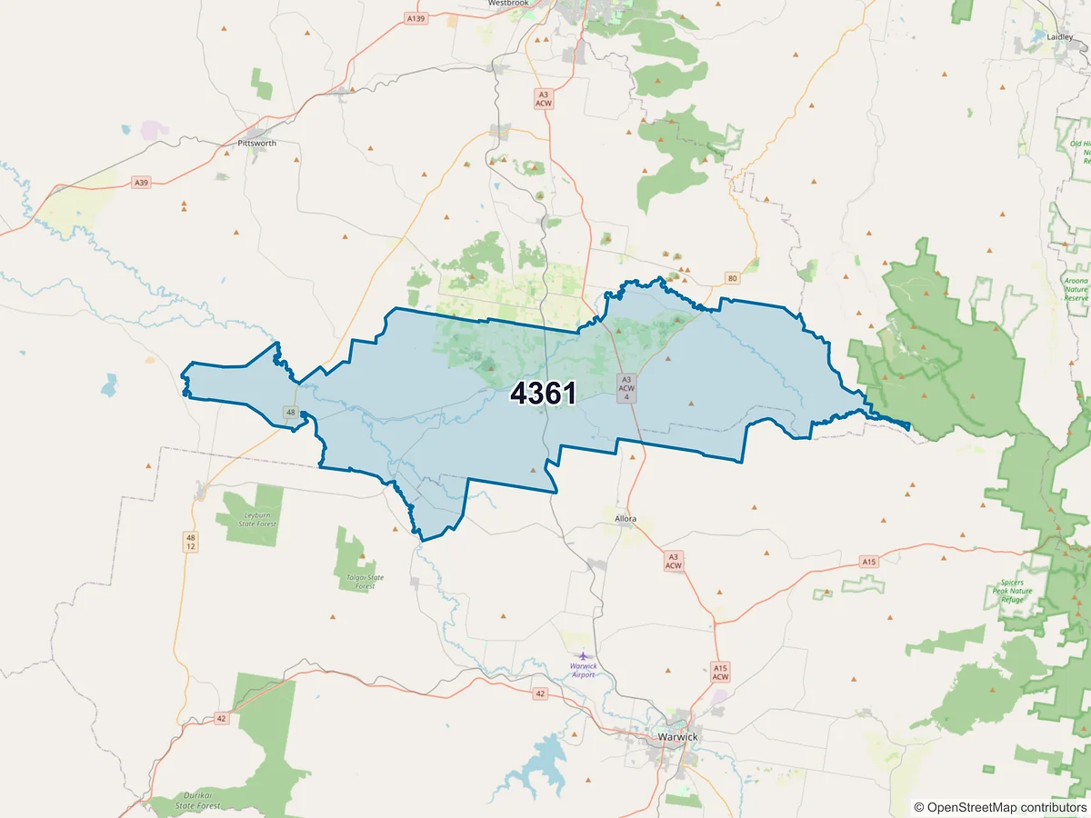 Map of postcode 4361 — Clifton, QLD, Australia