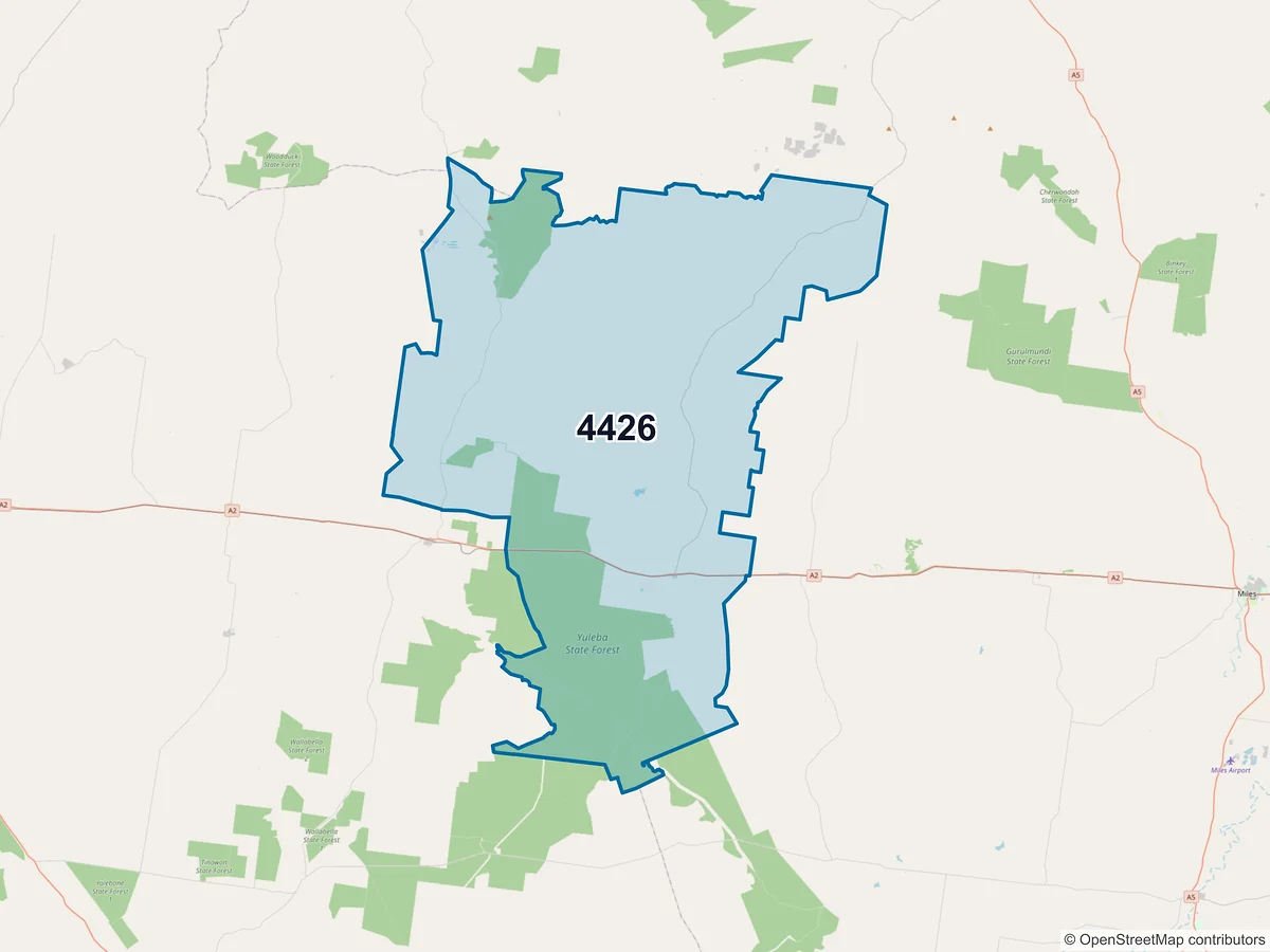 Map of postcode 4426 — Jackson, QLD, Australia