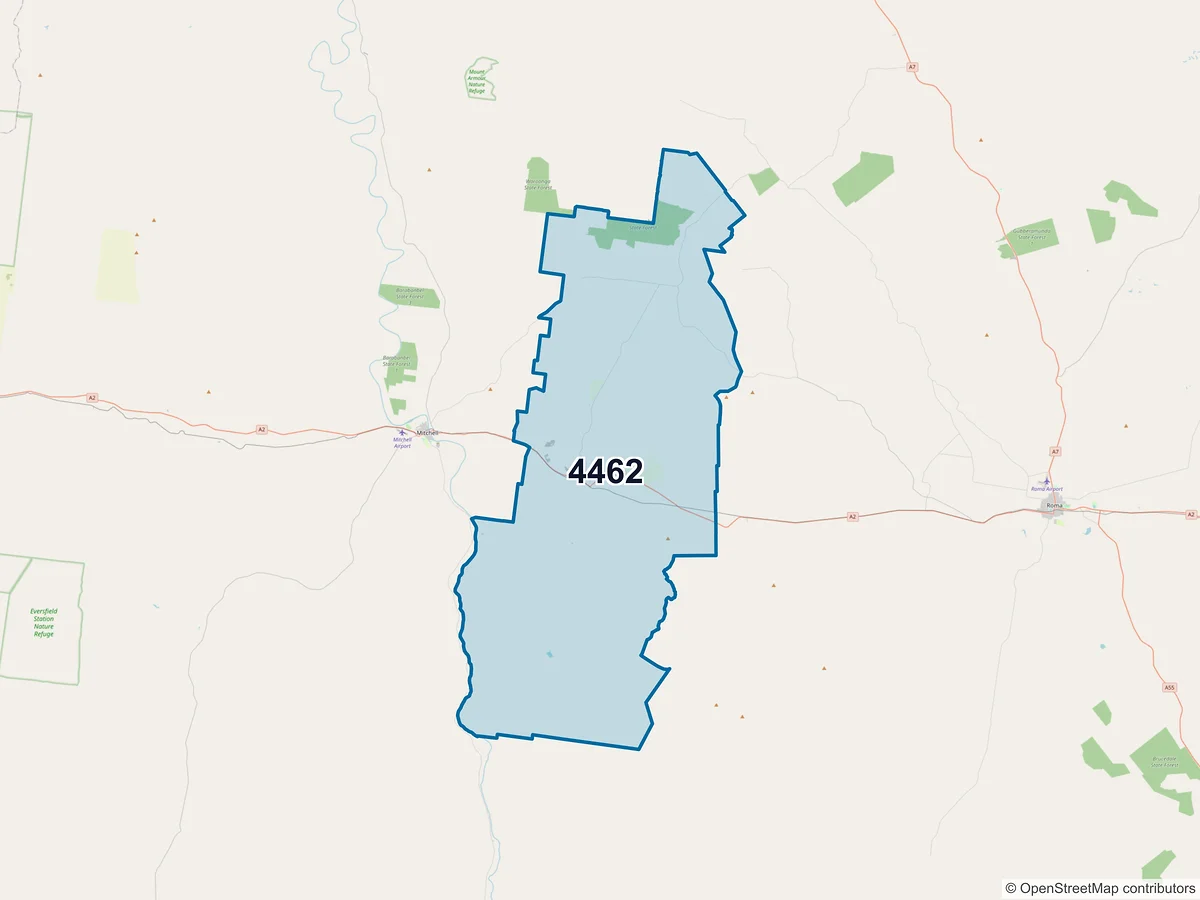 Map of postcode 4462 — Amby, QLD, Australia