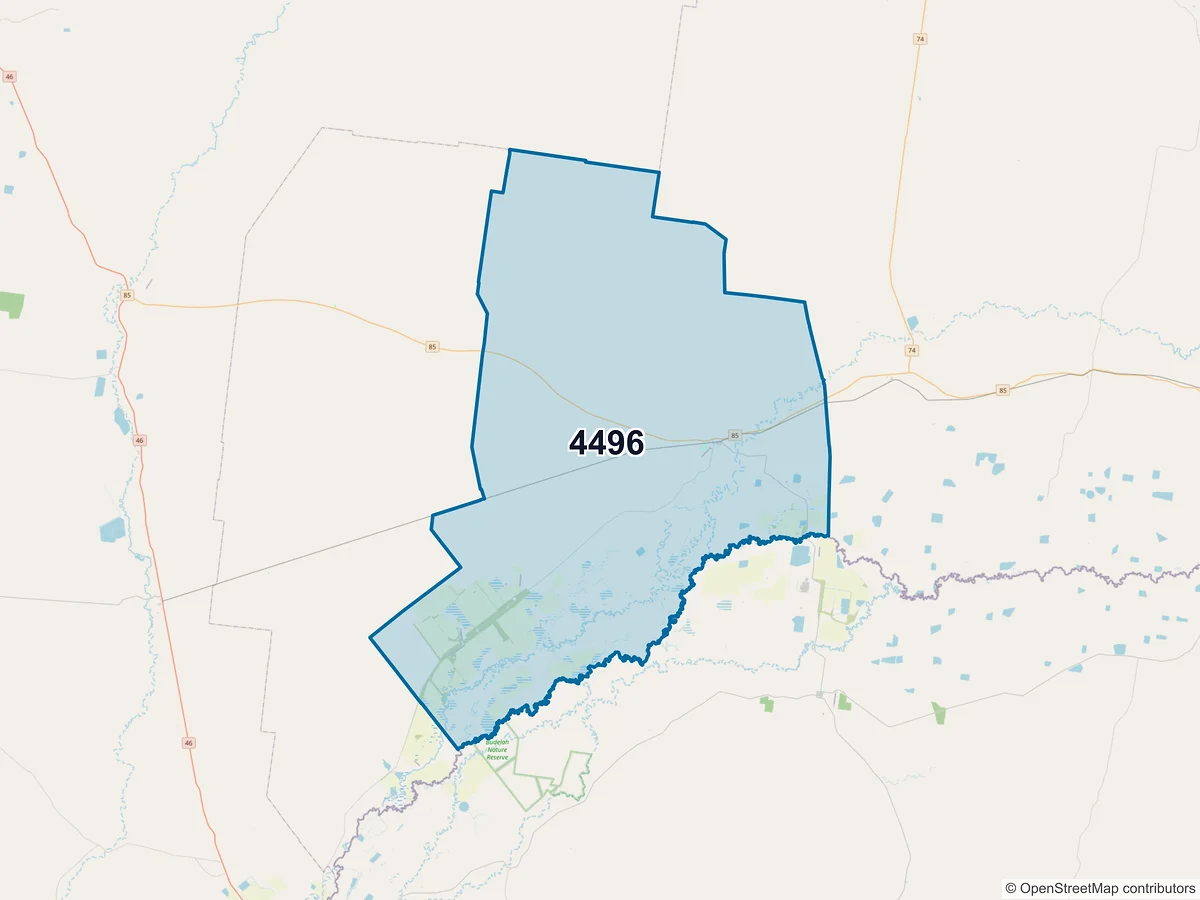 Map of postcode 4496 — Talwood, QLD, Australia