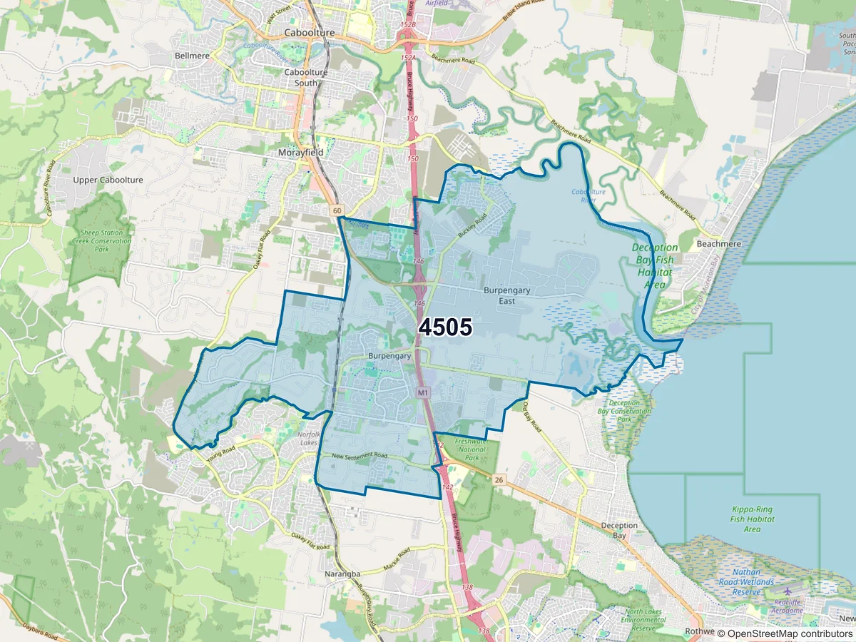 Map of postcode 4505 — Burpengary, QLD, Australia