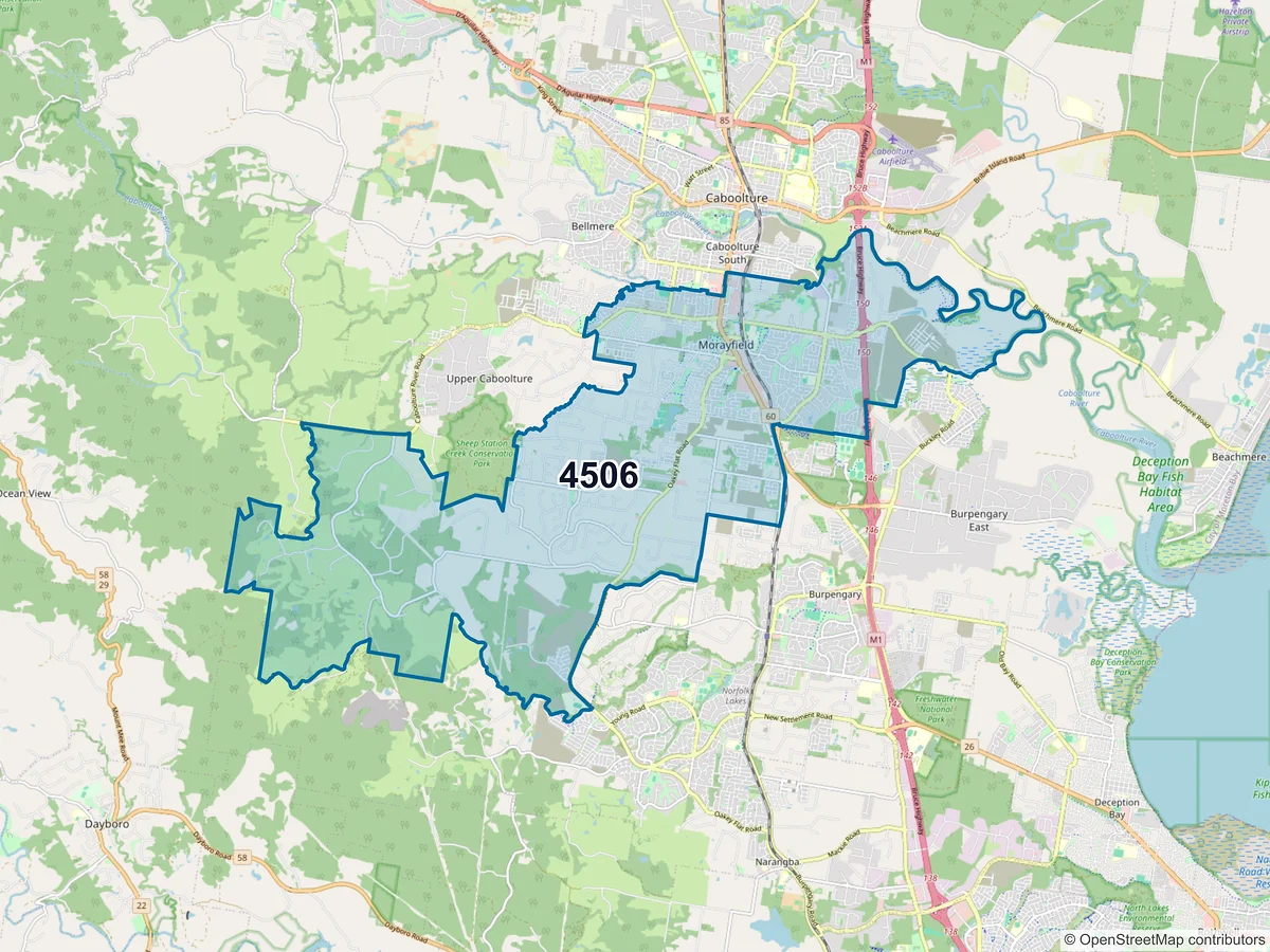 Map of postcode 4506 — Morayfield, QLD, Australia