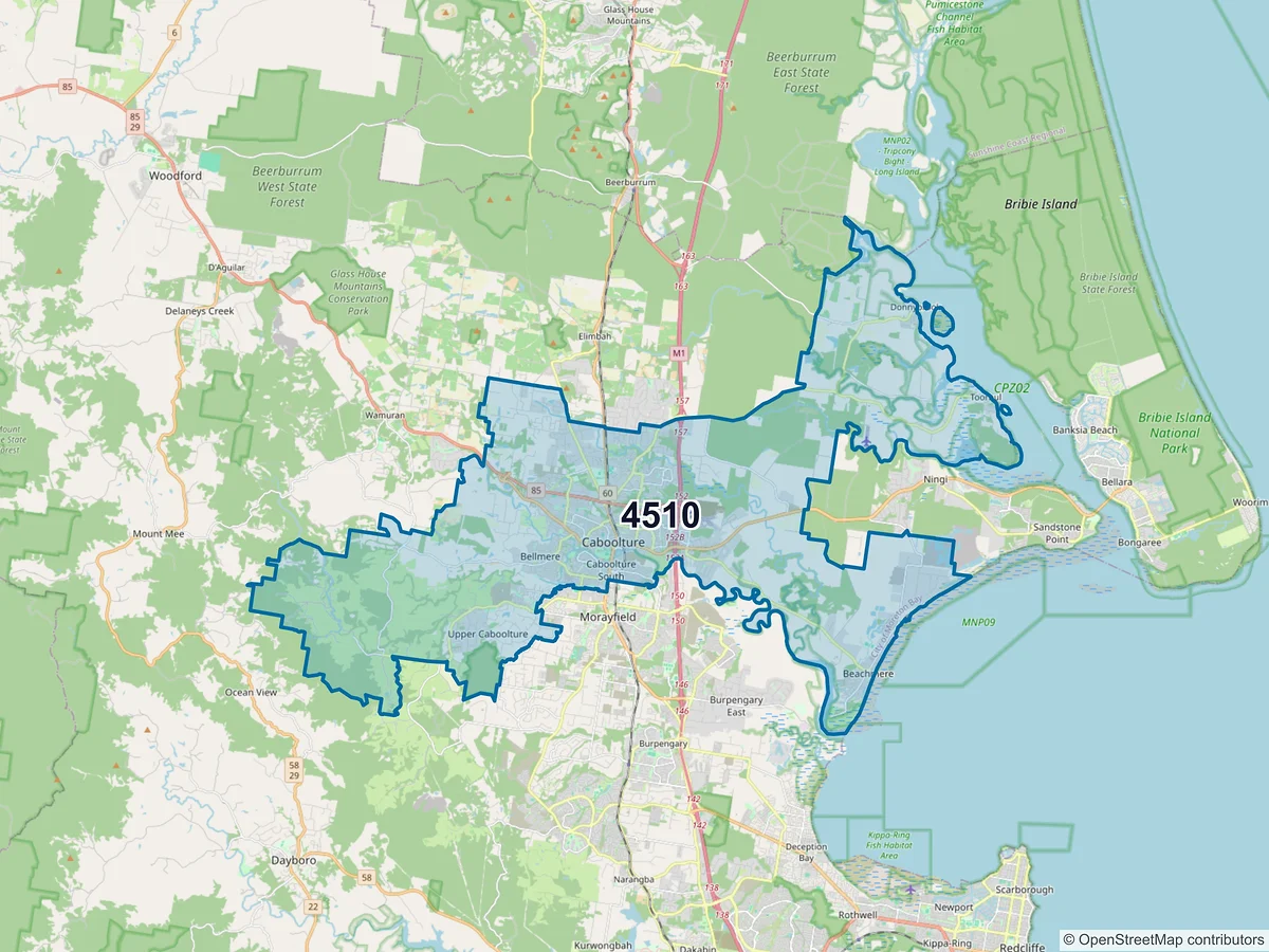 Map of postcode 4510 — Caboolture, QLD, Australia