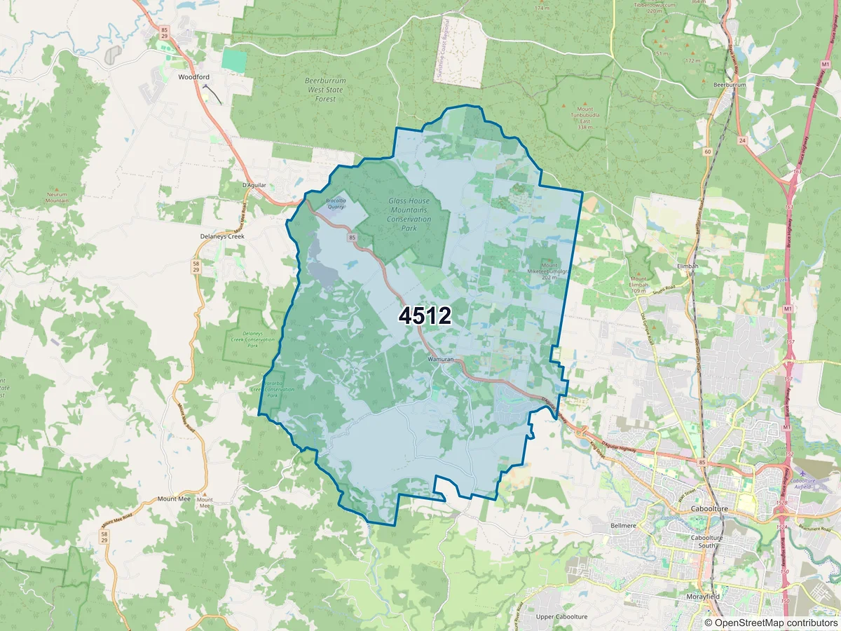 Map of postcode 4512 — Wamuran, QLD, Australia