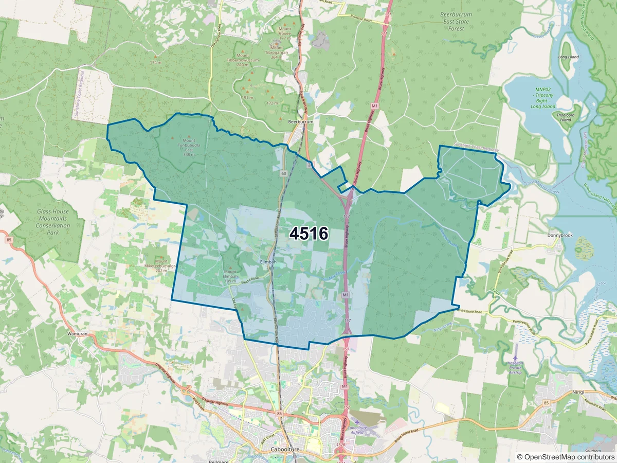 Map of postcode 4516 — Elimbah, QLD, Australia