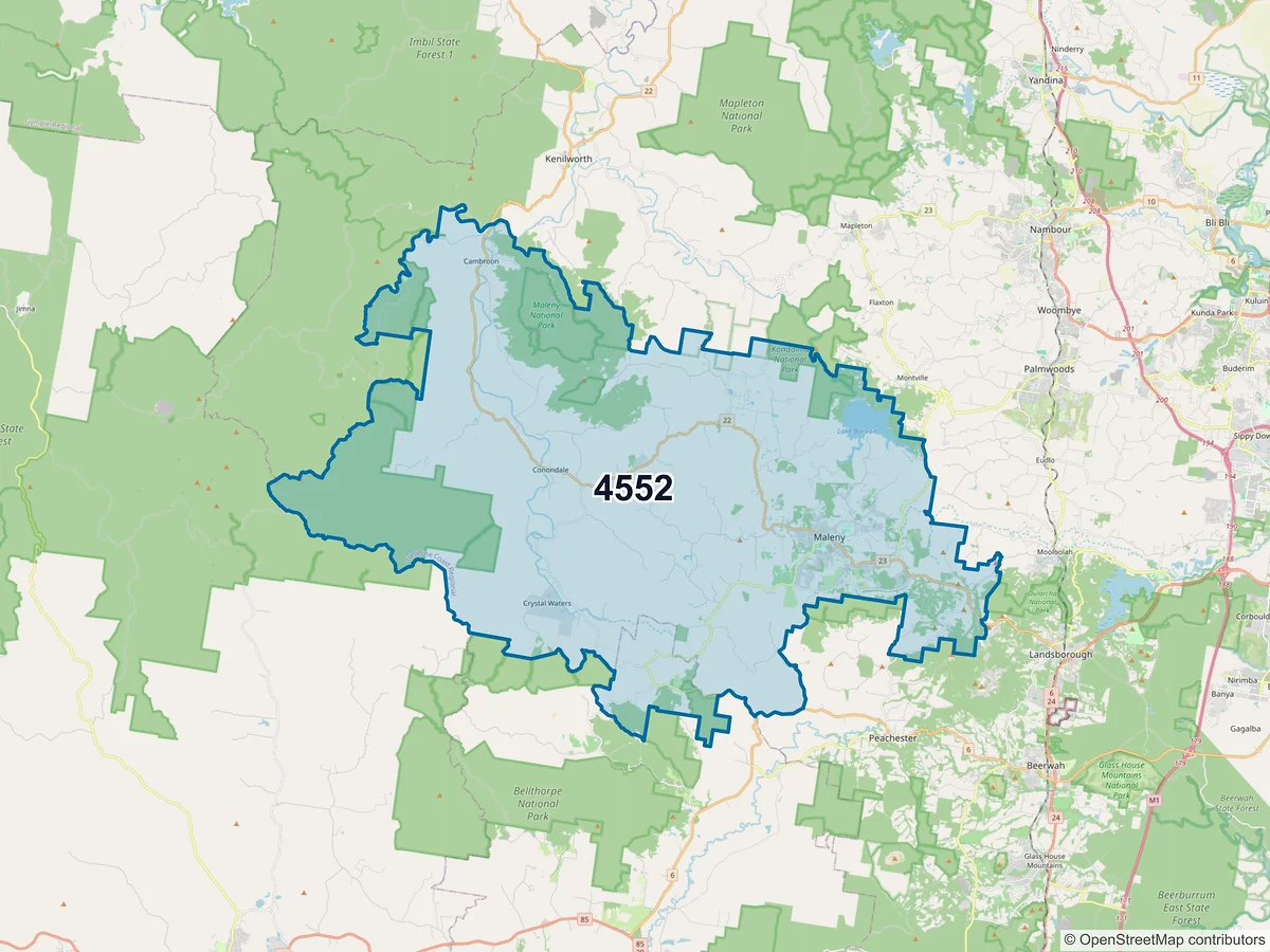 Map of postcode 4552 — Maleny, QLD, Australia