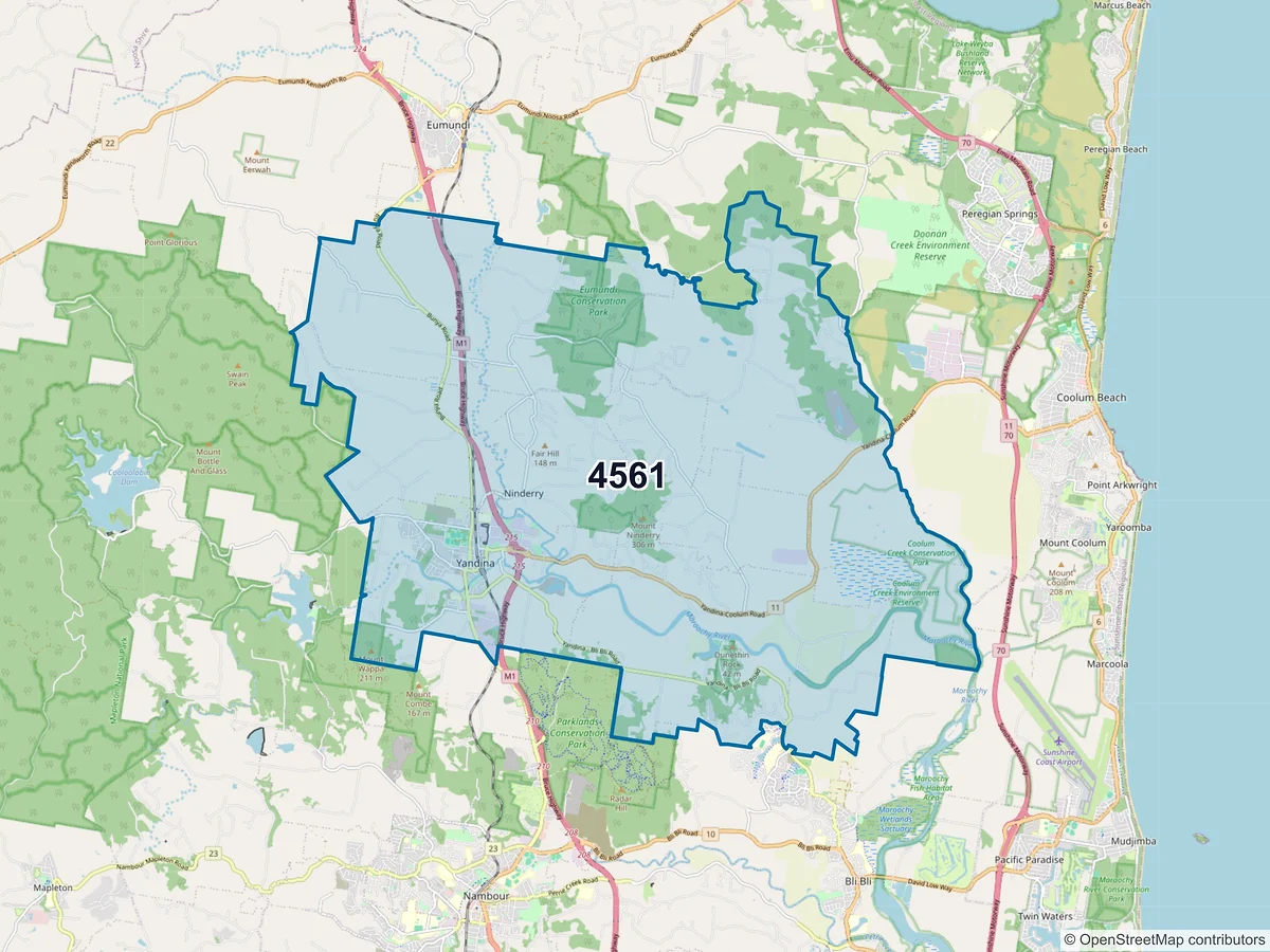 Map of postcode 4561 — Yandina, QLD, Australia
