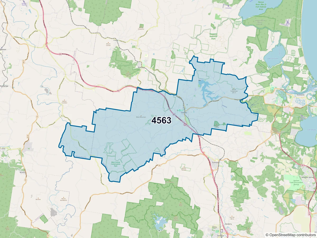 Map of postcode 4563 — Cooroy, QLD, Australia