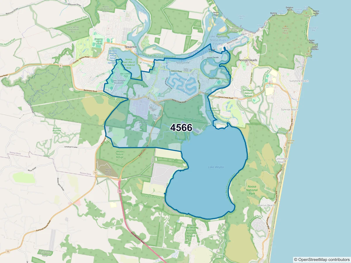 Map of postcode 4566 — Noosaville, QLD, Australia