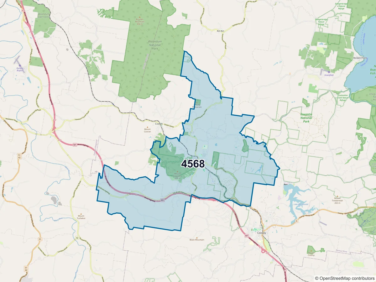 Map of postcode 4568 — Pomona, QLD, Australia