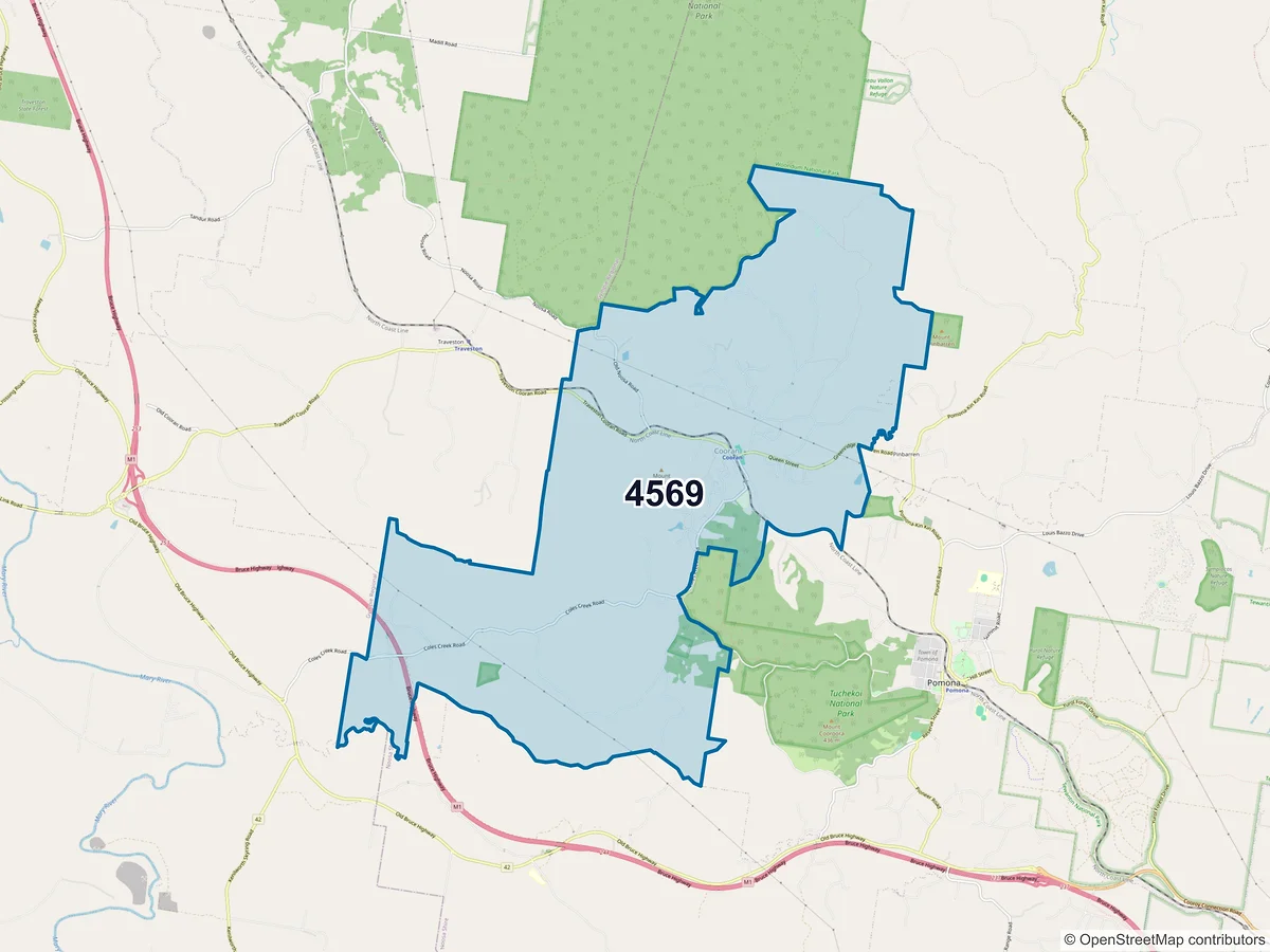 Map of postcode 4569 — Cooran, QLD, Australia