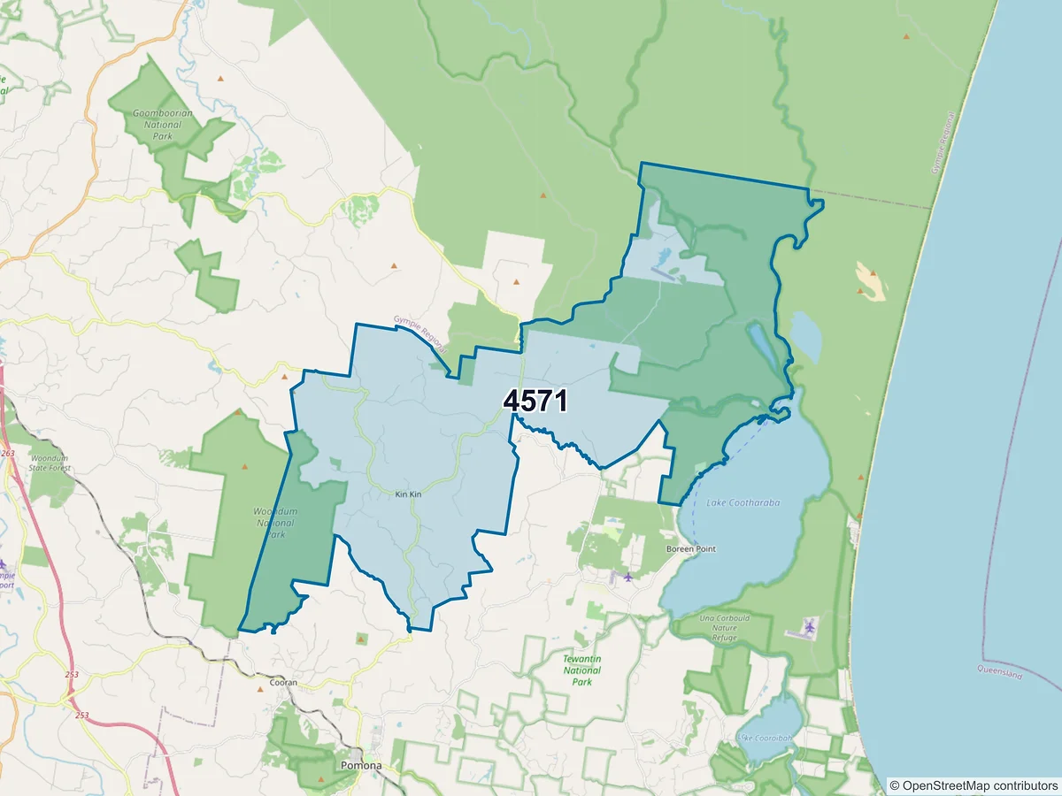 Map of postcode 4571 — Kin Kin, QLD, Australia