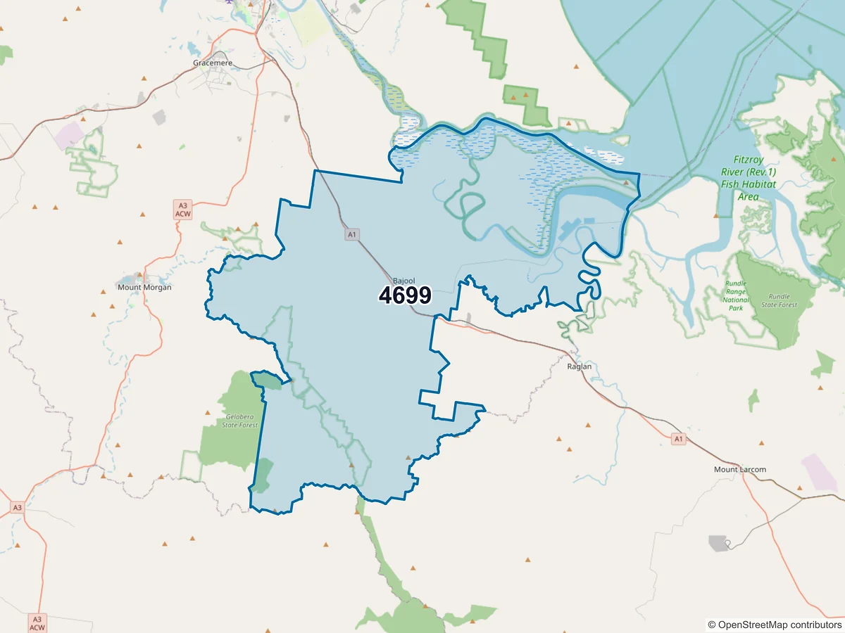 Map of postcode 4699 — Bajool, QLD, Australia
