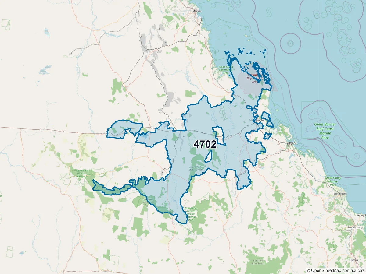 Map of postcode 4702 — Gracemere, QLD, Australia