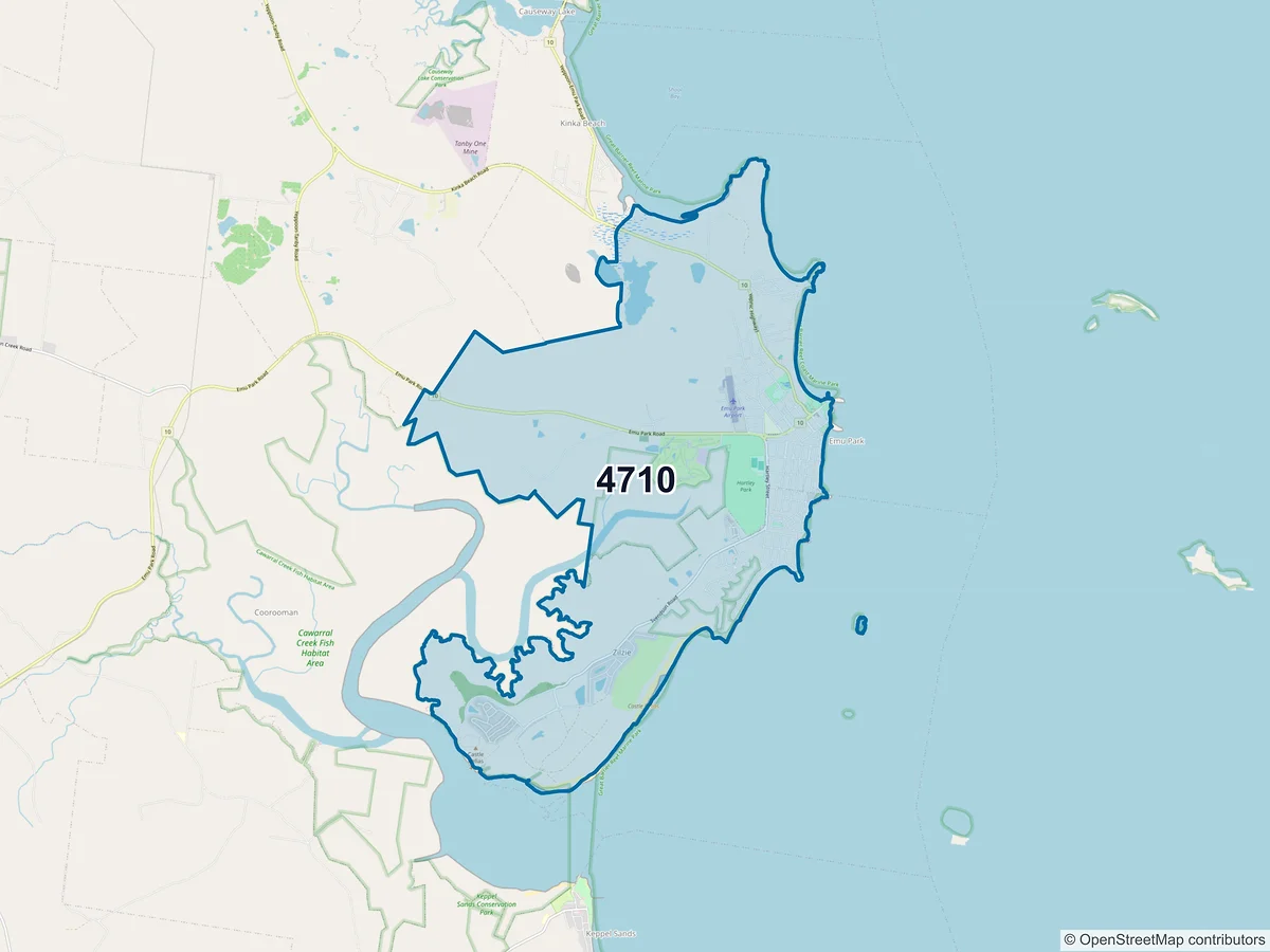 Map of postcode 4710 — Emu Park, QLD, Australia