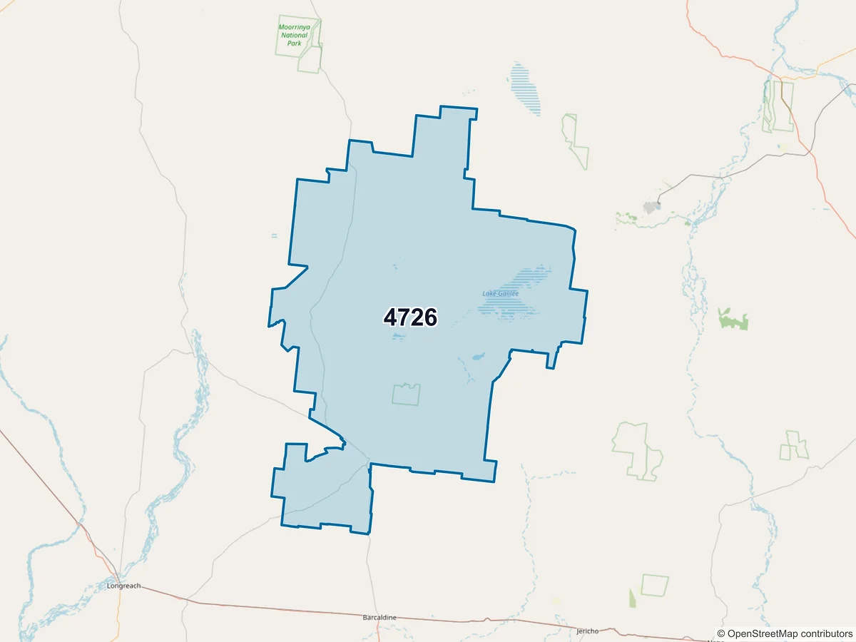 Map of postcode 4726 — Aramac, QLD, Australia