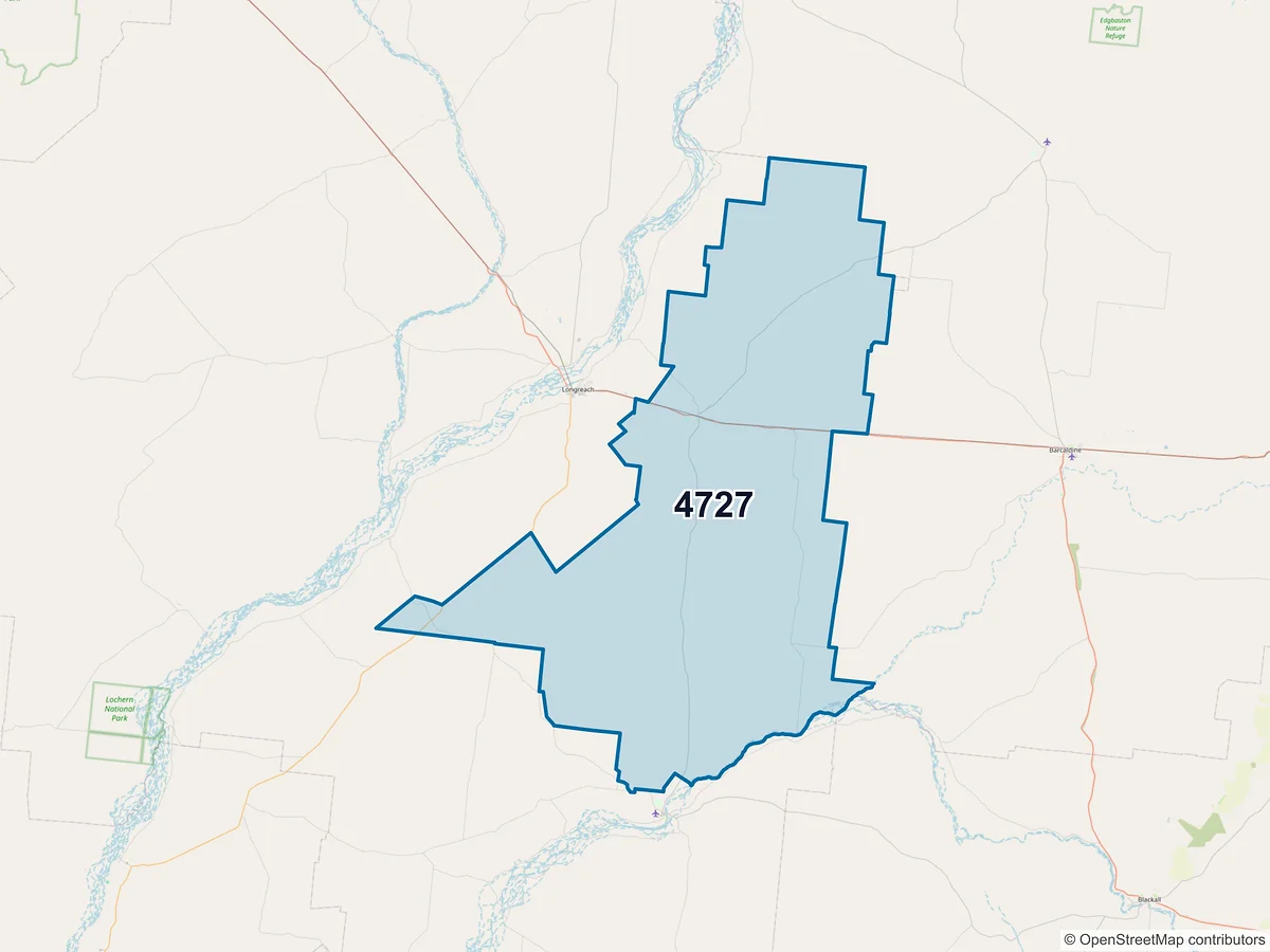 Map of postcode 4727 — Ilfracombe, QLD, Australia