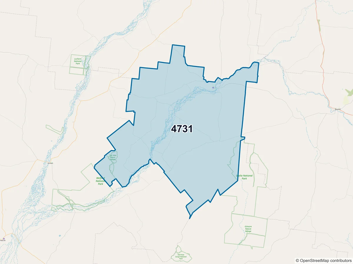 Map of postcode 4731 — Isisford, QLD, Australia