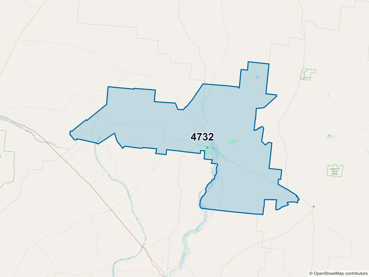 Map of postcode 4732 — Muttaburra, QLD, Australia