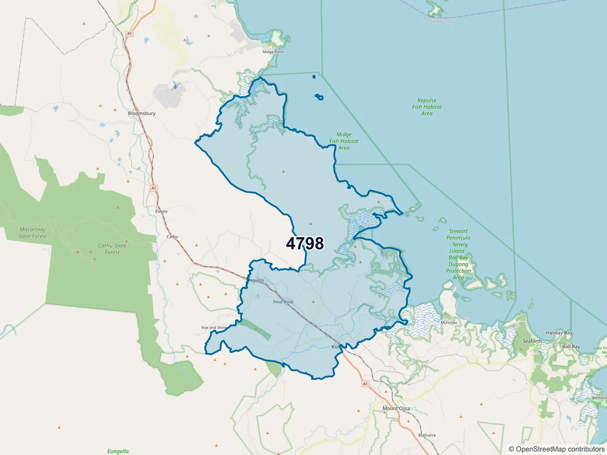 Map of postcode 4798 — Calen, QLD, Australia
