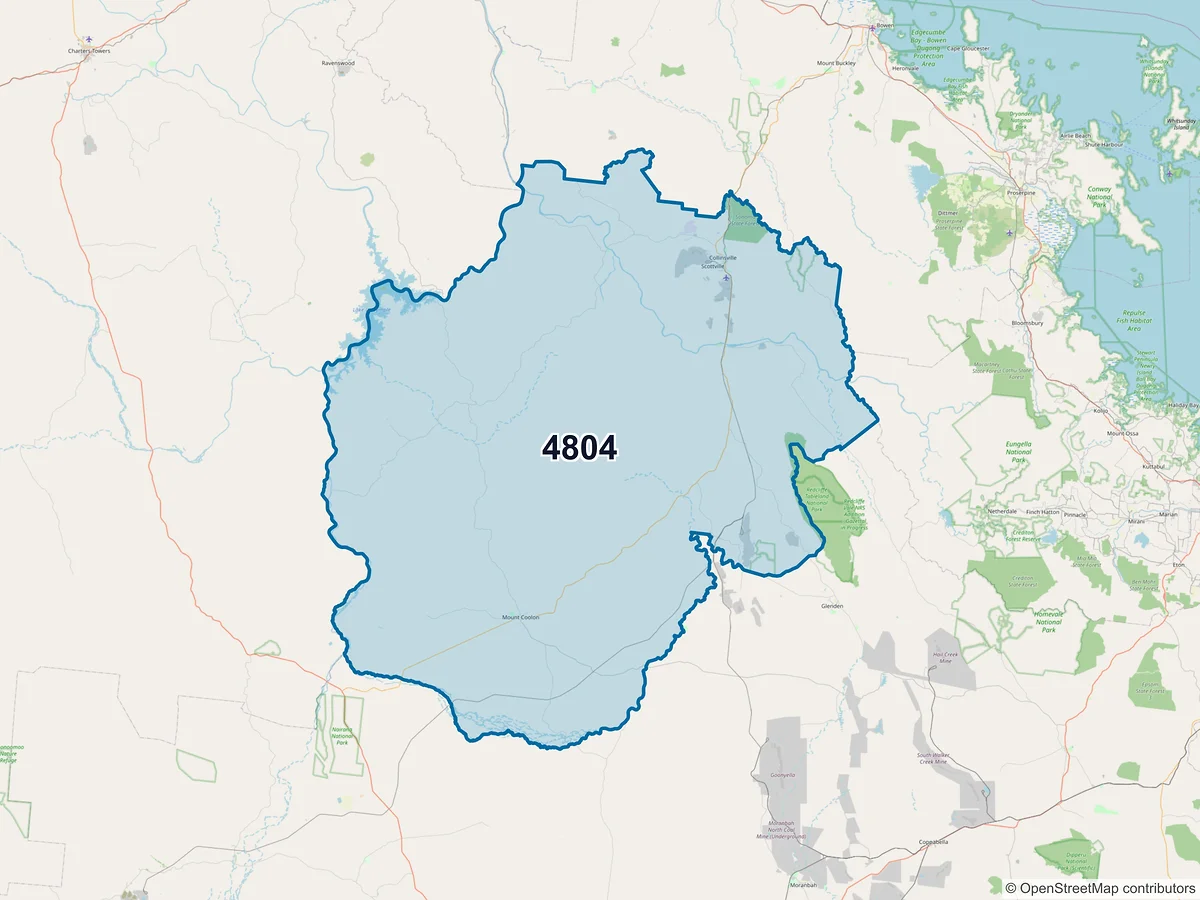 Map of postcode 4804 — Collinsville, QLD, Australia