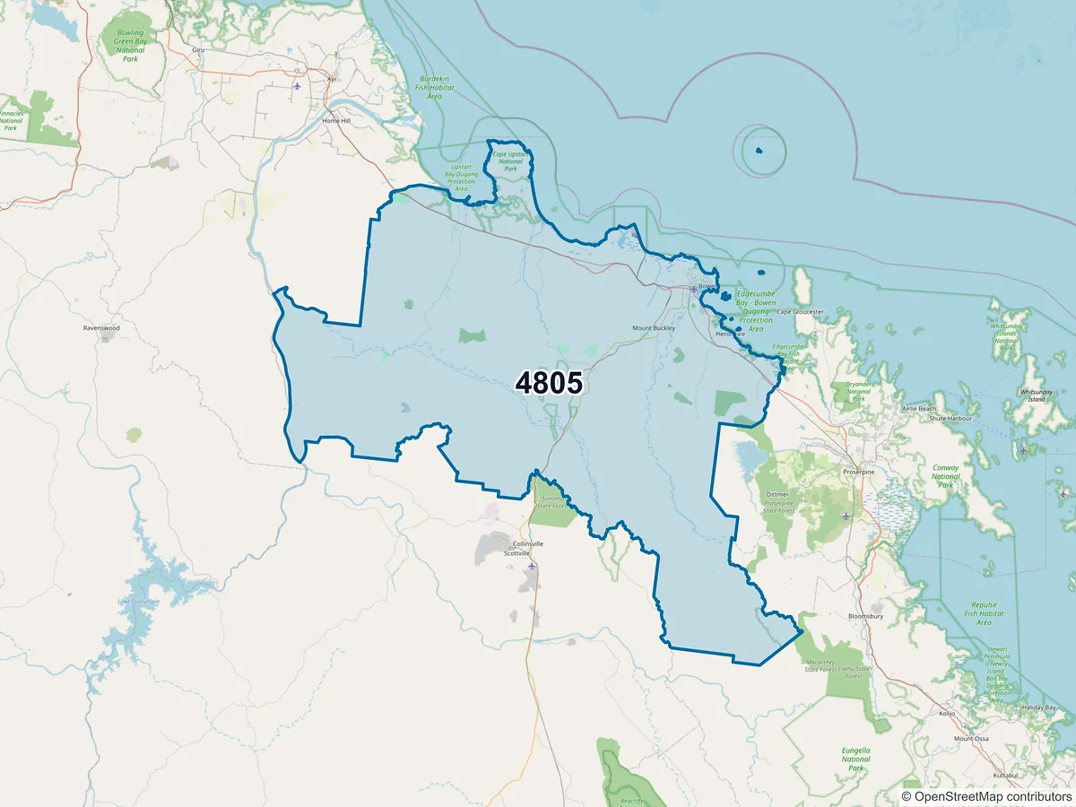 Map of postcode 4805 — Bowen, QLD, Australia