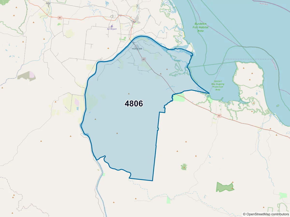 Map of postcode 4806 — Home Hill, QLD, Australia
