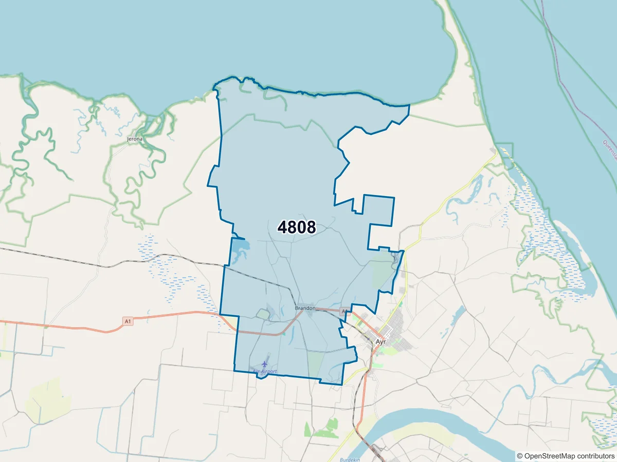 Map of postcode 4808 — Brandon, QLD, Australia