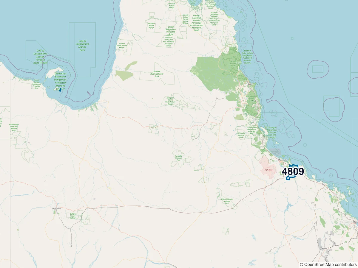 Map of postcode 4809 — Giru, QLD, Australia