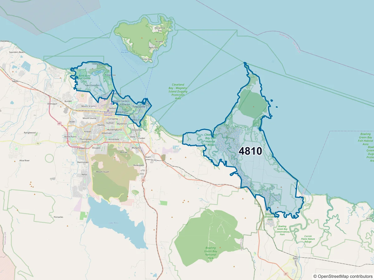 Map of postcode 4810 — North Ward, QLD, Australia