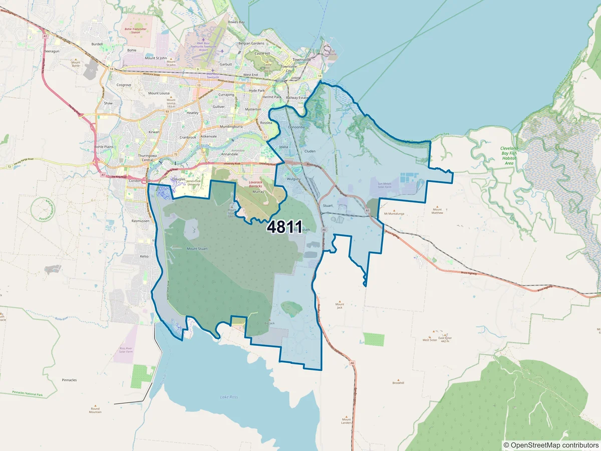 Map of postcode 4811 — Idalia, QLD, Australia
