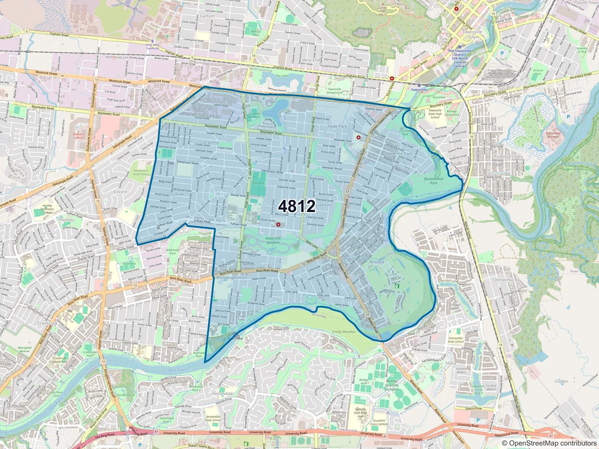 Map of postcode 4812 — Hermit Park, QLD, Australia